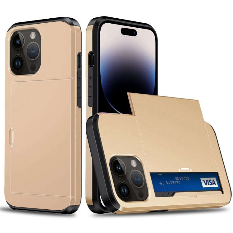 Shockproof Armor Protective Phone Case with Slide Card Slot, For iPhone 14, For iPhone 14 Plus, F...