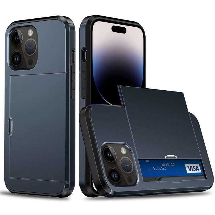 Shockproof Armor Protective Phone Case with Slide Card Slot, For iPhone 14, For iPhone 14 Plus, F...