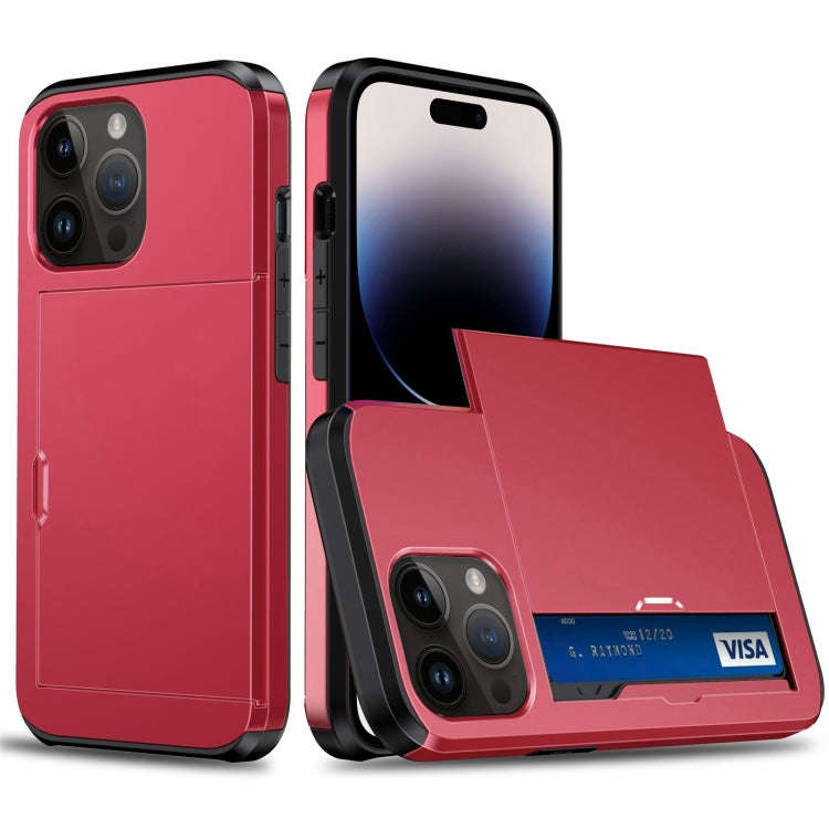Shockproof Armor Protective Phone Case with Slide Card Slot, For iPhone 14, For iPhone 14 Plus, F...