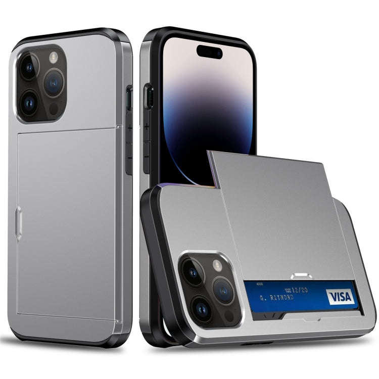 Shockproof Armor Protective Phone Case with Slide Card Slot, For iPhone 14, For iPhone 14 Plus, F...
