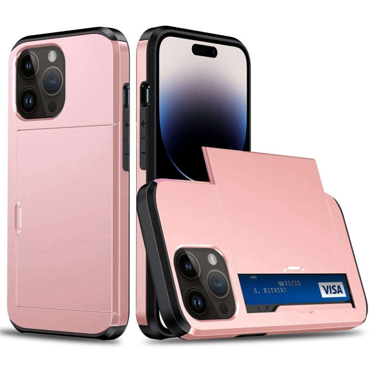 Shockproof Armor Protective Phone Case with Slide Card Slot, For iPhone 14, For iPhone 14 Plus, F...