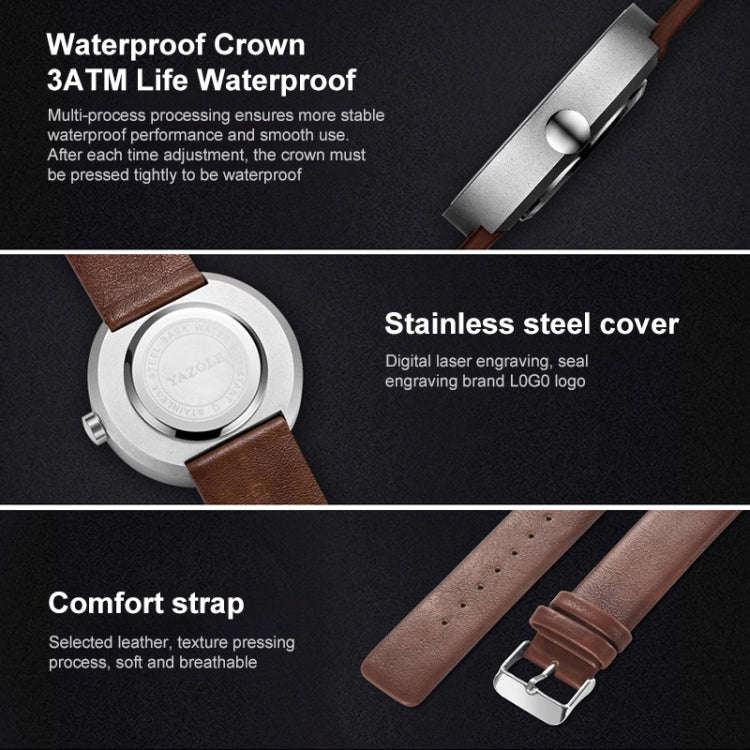 YAZOLE 520 Simple Dial Waterproof Quartz Movement Watch
