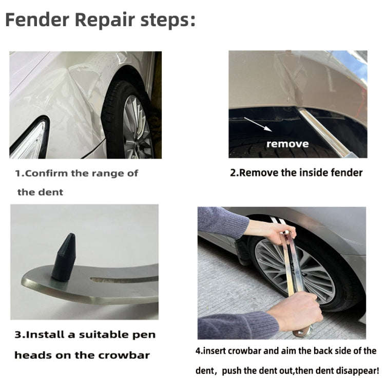 N8 10 in 1 Car Paintless Dent Removal Fender Damage Repair Puller Lifter Arc Crowbar Tools Hook R...