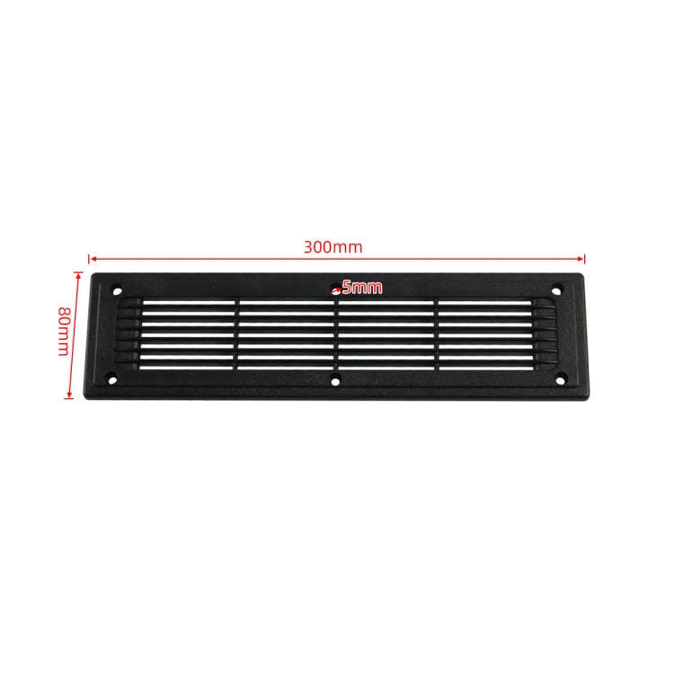 A6792 300x80mm Black Straight Louvered Ventilation Plastic Venting Panel Cover, 300x80mm