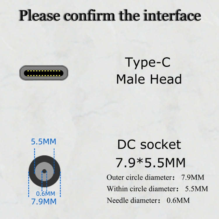 JORINDO 45W DC 7.9 x 5.5mm Female Socket to USB-C / Type-C Male Plug Power Adapter Converter, For...