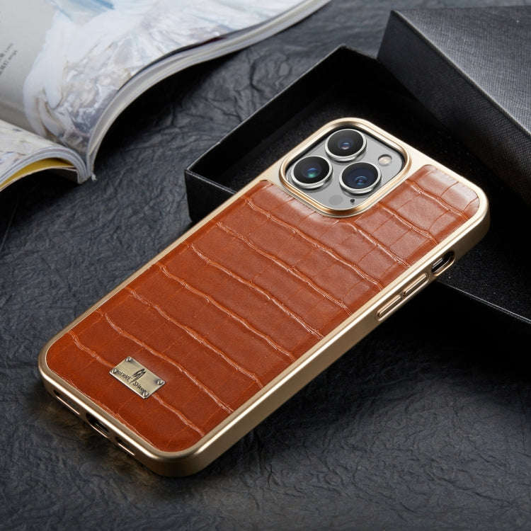 Crocodile Texture Electroplating PU Phone Case, For iPhone 13, For iPhone 13 Pro, For iPhone 13 P...
