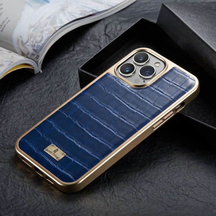 Crocodile Texture Electroplating PU Phone Case, For iPhone 13, For iPhone 13 Pro, For iPhone 13 P...