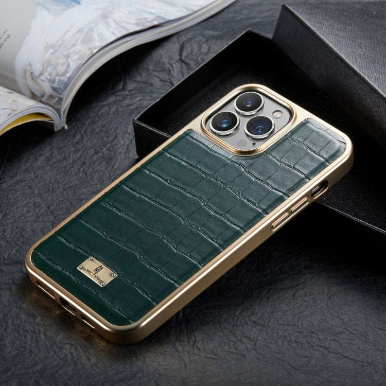 Crocodile Texture Electroplating PU Phone Case, For iPhone 13, For iPhone 13 Pro, For iPhone 13 P...