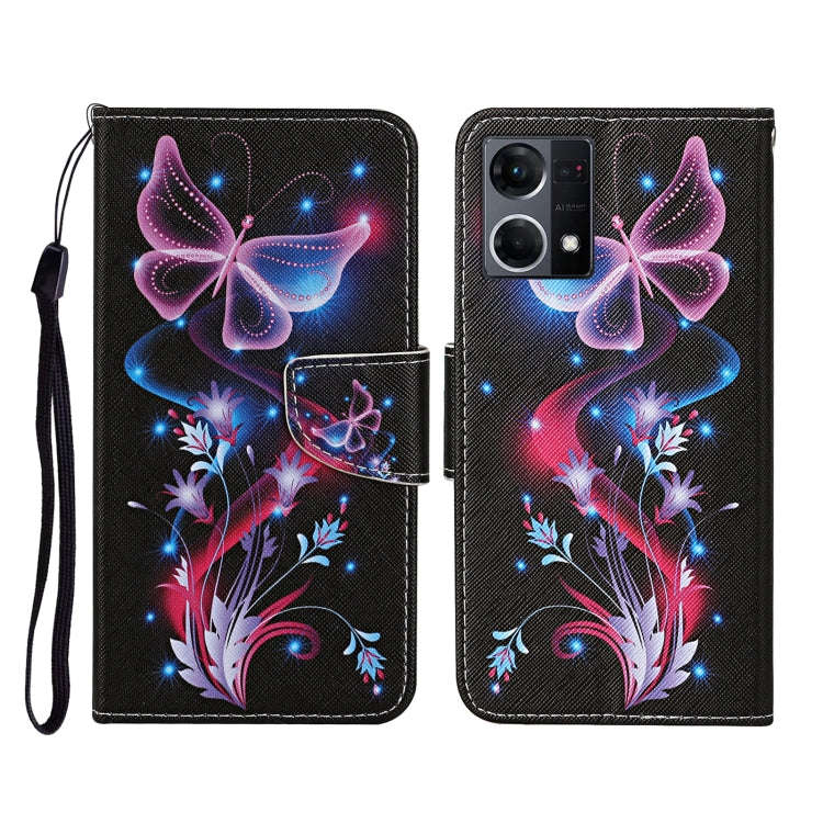 Colored Drawing Pattern Flip Leather Phone Case, For OPPO Reno7 4G