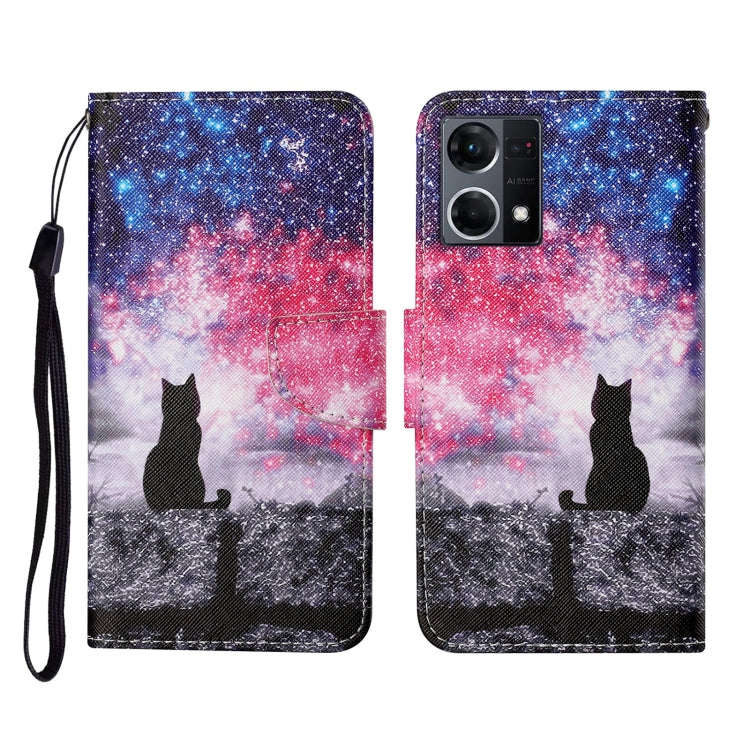 Colored Drawing Pattern Flip Leather Phone Case, For OPPO Reno7 4G