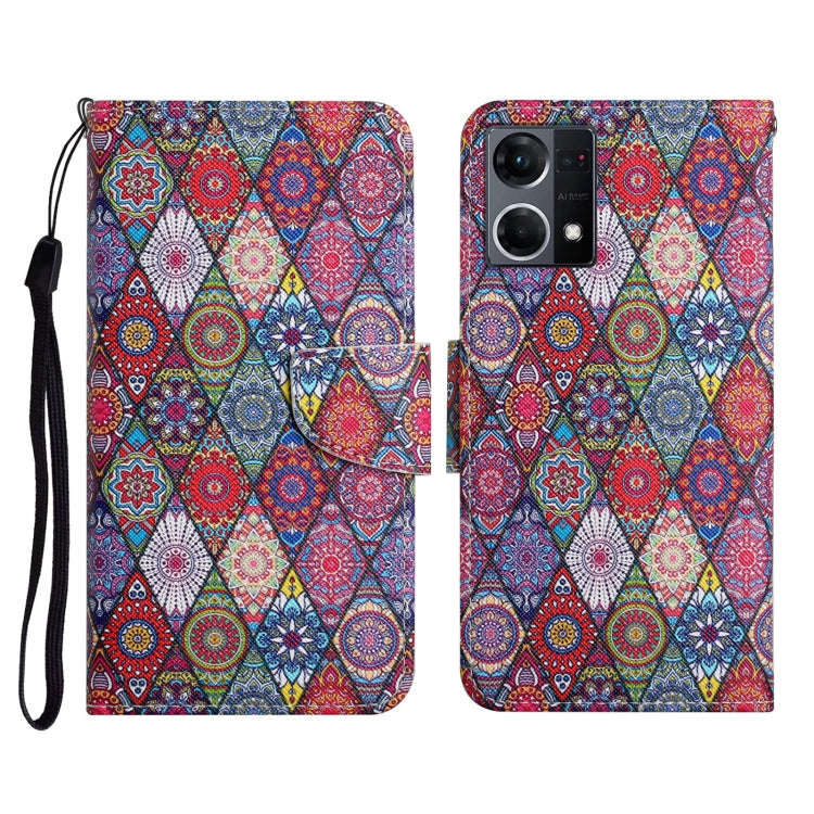 Colored Drawing Pattern Flip Leather Phone Case, For OPPO Reno7 4G