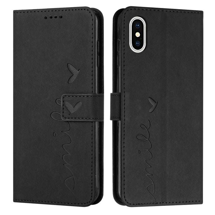Skin Feel Heart Pattern Leather Phone Case, For iPhone XS Max, For iPhone XR, For iPhone SE 2022 ...