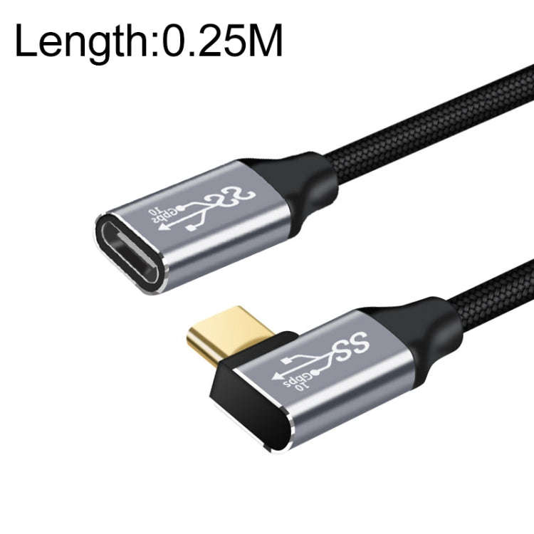 10Gbps USB-C / Type-C Female to Male Elbow Charging Data Transmission Extension Cable, 25cm, 50cm...