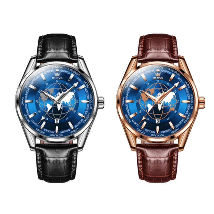 OLEVS 9926 Embossed Earth Dial Men Quartz Watch