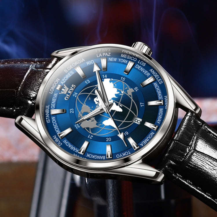 OLEVS 9926 Embossed Earth Dial Men Quartz Watch