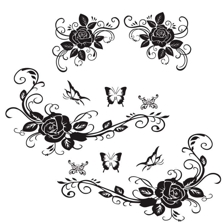 2 PCS/Set D-72 Butterfly Love Flower Pattern Car Modified Decorative Sticker, D-72