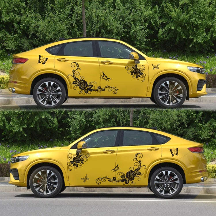 2 PCS/Set D-72 Butterfly Love Flower Pattern Car Modified Decorative Sticker, D-72