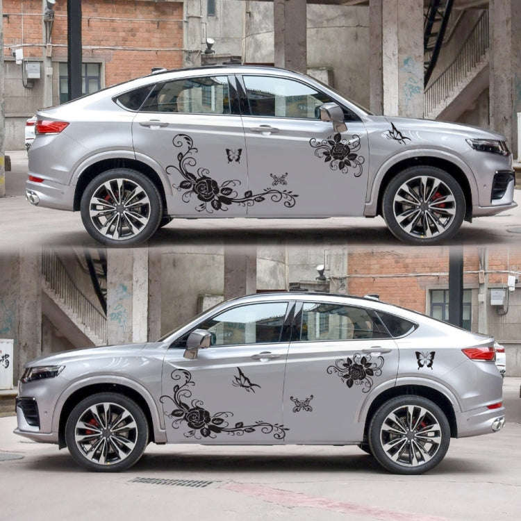 2 PCS/Set D-72 Butterfly Love Flower Pattern Car Modified Decorative Sticker, D-72