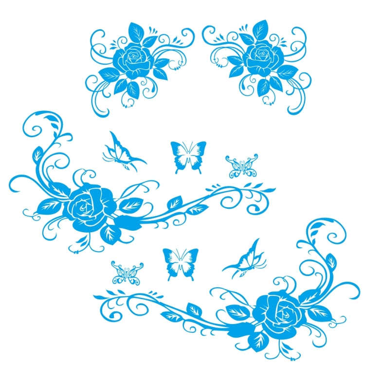 2 PCS/Set D-72 Butterfly Love Flower Pattern Car Modified Decorative Sticker, D-72