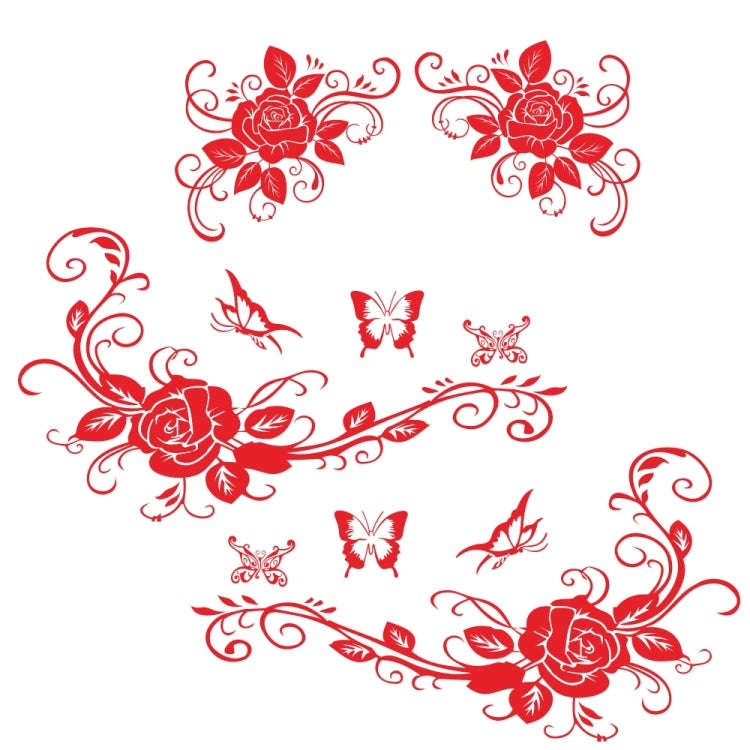 2 PCS/Set D-72 Butterfly Love Flower Pattern Car Modified Decorative Sticker, D-72