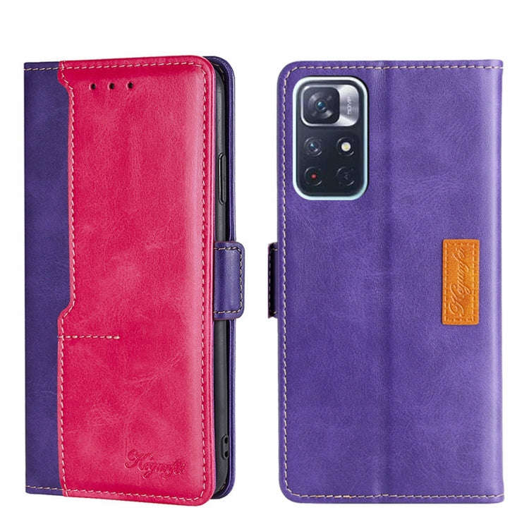 Contrast Color Side Buckle Leather Phone Case, For Xiaomi Redmi 10, For Xiaomi Redmi Note 11T Pro...