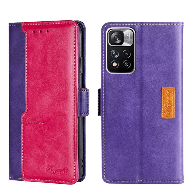 Contrast Color Side Buckle Leather Phone Case, For Xiaomi Redmi 10, For Xiaomi Redmi Note 11T Pro...