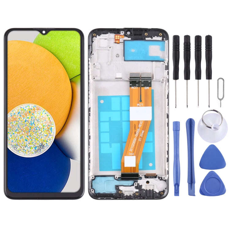 LCD Screen and Digitizer Full Assembly with Frame, For Samsung Galaxy A03s SM-A037U US Edition, F...