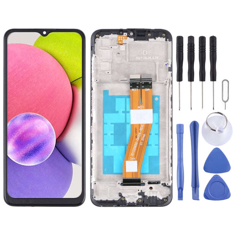 LCD Screen and Digitizer Full Assembly with Frame, For Samsung Galaxy A03s SM-A037U US Edition, F...