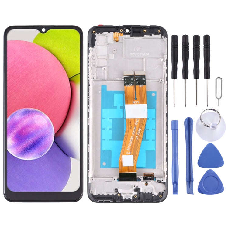 LCD Screen and Digitizer Full Assembly with Frame, For Samsung Galaxy A03s SM-A037U US Edition, F...
