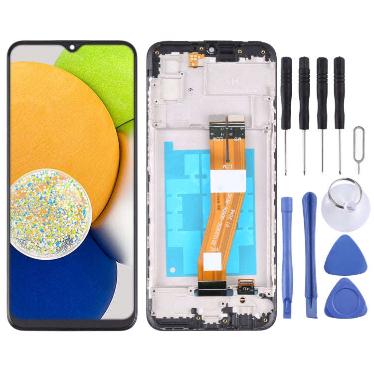 LCD Screen and Digitizer Full Assembly with Frame, For Samsung Galaxy A03s SM-A037U US Edition, F...