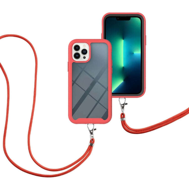 Starry Sky Solid Color Series Shockproof PC + TPU Phone Case with Neck Strap, For iPhone 14 Pro M...