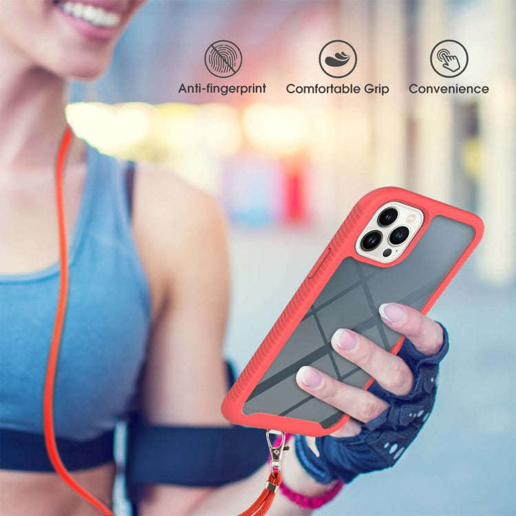 Starry Sky Solid Color Series Shockproof PC + TPU Phone Case with Neck Strap, For iPhone 14 Pro M...