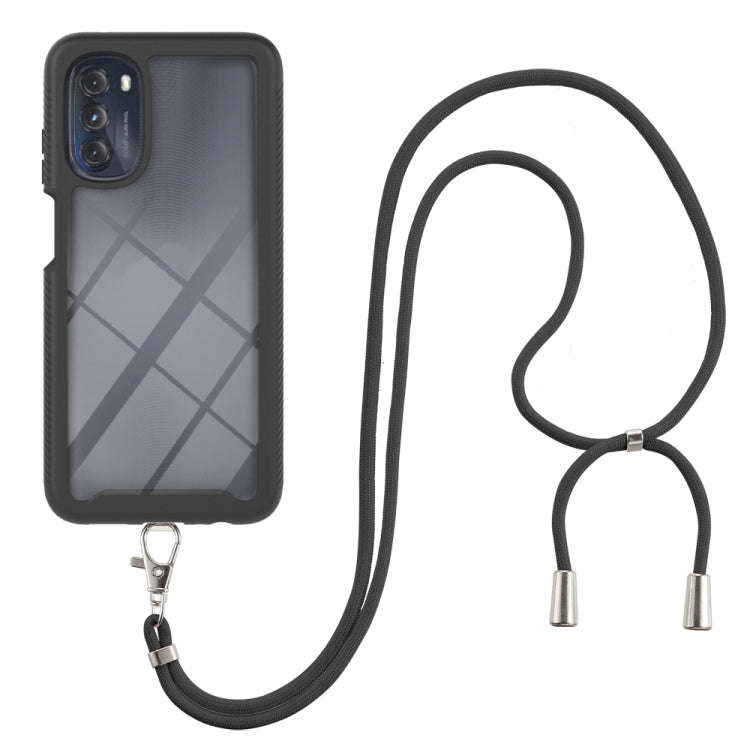 Starry Sky Solid Color Series Shockproof PC + TPU Phone Case with Neck Strap, For iPhone 14 Pro M...