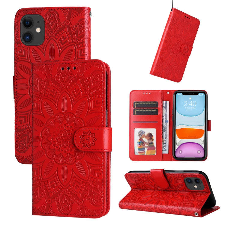 Embossed Sunflower Leather Phone Case, For iPhone 13 mini, For iPhone 13, For iPhone 13 Pro, For ...