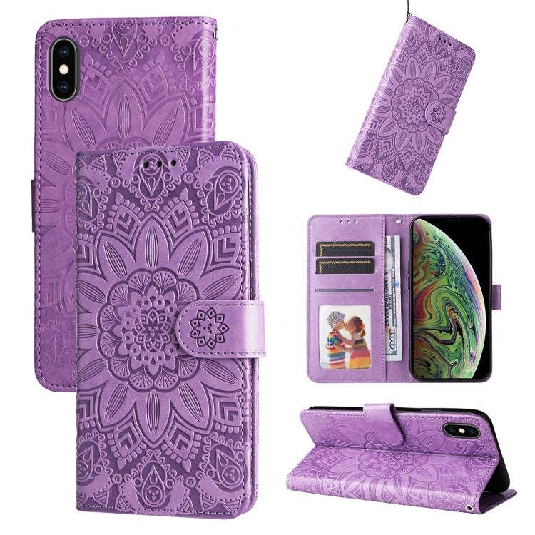 Embossed Sunflower Leather Phone Case, For iPhone 11 Pro Max, For iPhone X / XS, For iPhone XR, F...