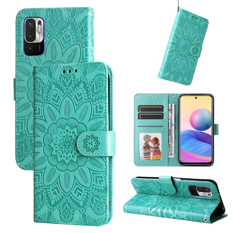 Embossed Sunflower Leather Phone Case, For Xiaomi Redmi Note 10 5G, For Xiaomi Redmi Note 10 Pro ...
