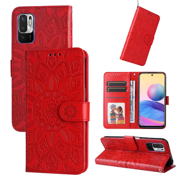 Embossed Sunflower Leather Phone Case, For Xiaomi Redmi Note 10 5G, For Xiaomi Redmi Note 10 Pro ...