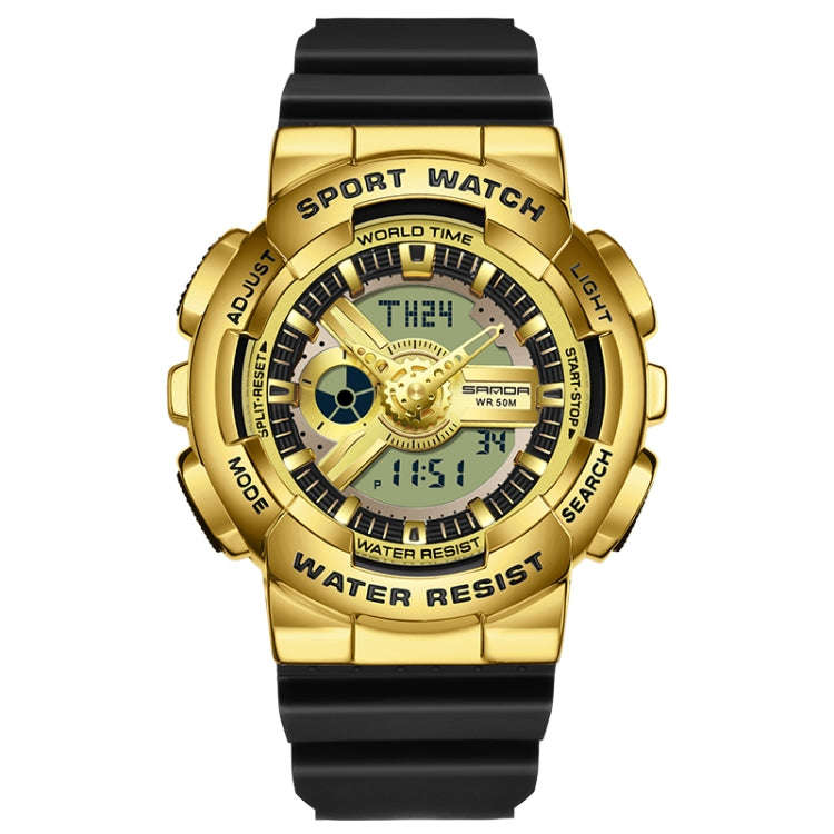 Sanda 3137 TPU Strap Luminous Waterproof Dual Display Electronic Watch