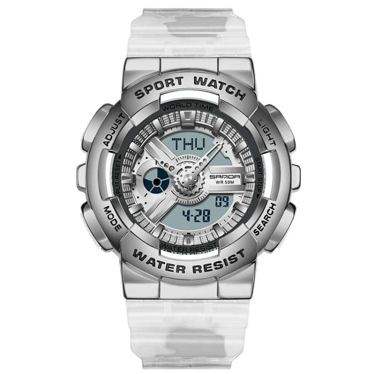 Sanda 3137 TPU Strap Luminous Waterproof Dual Display Electronic Watch