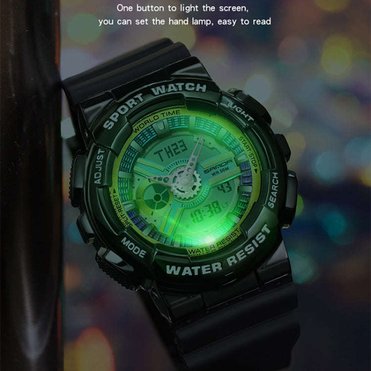Sanda 3137 TPU Strap Luminous Waterproof Dual Display Electronic Watch