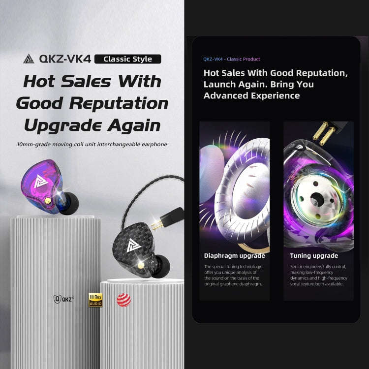 QKZ VK4 In-Ear Subwoofer HiFi Wire-controlled Earphone with Mic