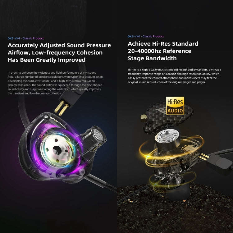 QKZ VK4 In-Ear Subwoofer HiFi Wire-controlled Earphone with Mic