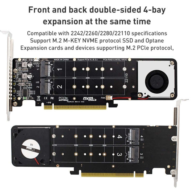 PCIe X16 to M.2 M-key NVMEx4 SSD RAID Converter Card, PCIe X16 to M.2