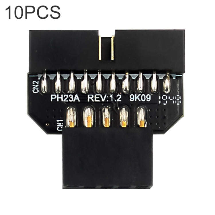 10 PCS Motherboard USB 2.0 9Pin to USB 3.0 19Pin Plug-in Connector Adapter, PH23A, PH23B