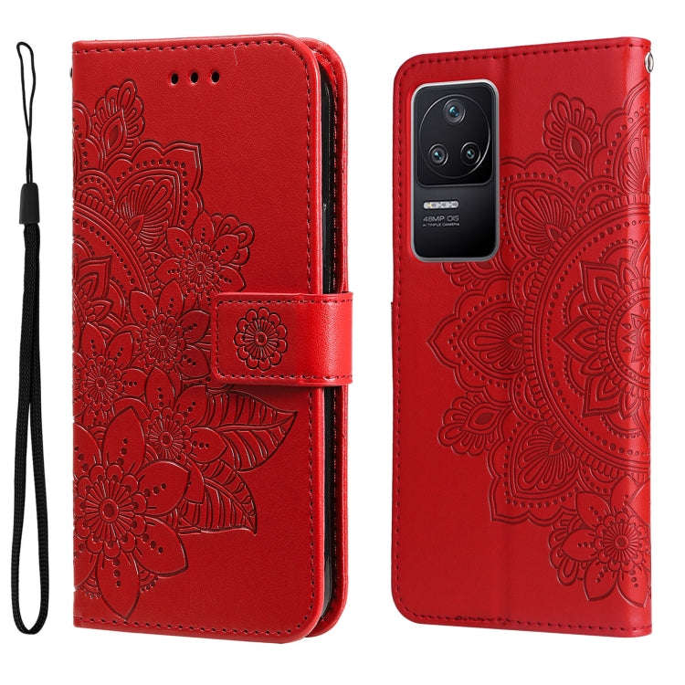 7-petal Flowers Embossing Leather Case, For Xiaomi Redmi K40S / Poco F4, For Xiaomi Redmi Note 11...
