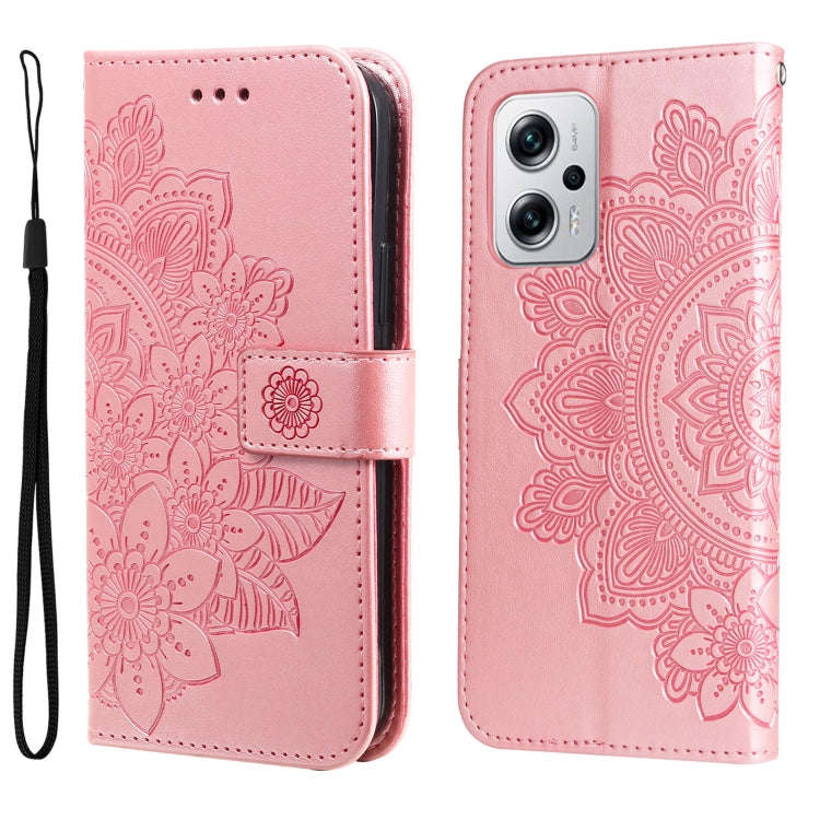 7-petal Flowers Embossing Leather Case, For Xiaomi Redmi K40S / Poco F4, For Xiaomi Redmi Note 11...