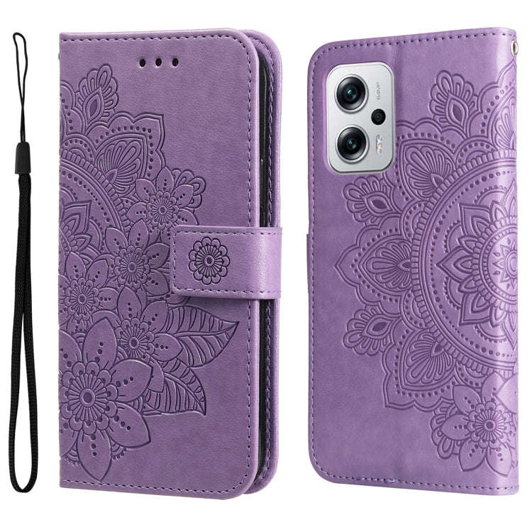 7-petal Flowers Embossing Leather Case, For Xiaomi Redmi K40S / Poco F4, For Xiaomi Redmi Note 11...