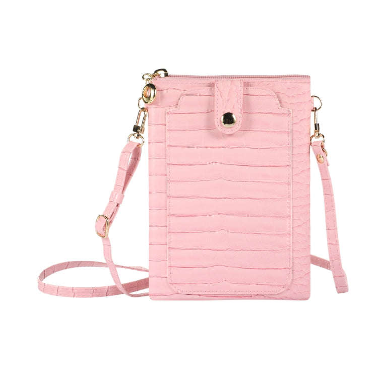 Stone Texture Card Holder Mobile Phone Bag, Zipper with Long Strap
