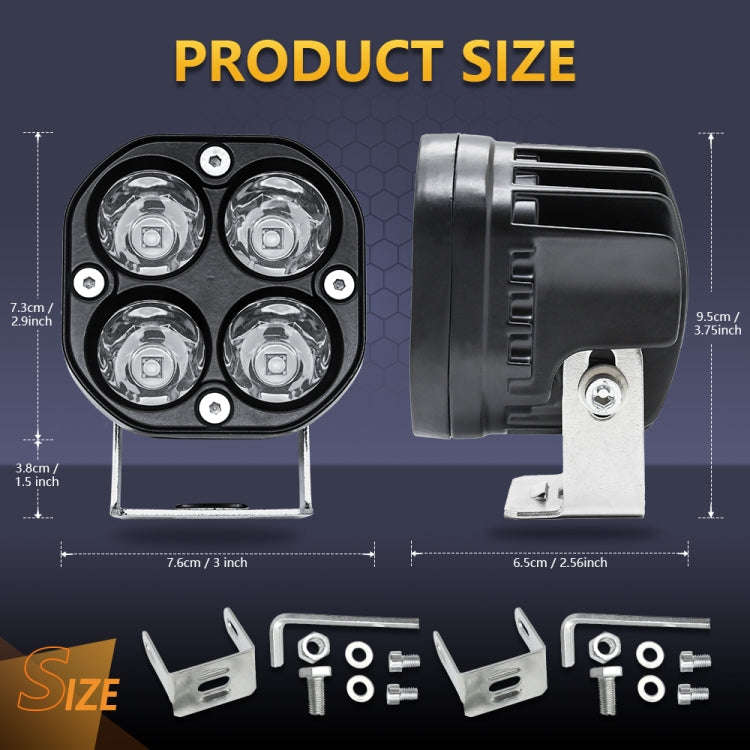 Car 3 inch 4LEDs Spotlight 20W / 2000LM / 6000K / DC9-80V, Continuous Spotlight(White Light), Con...