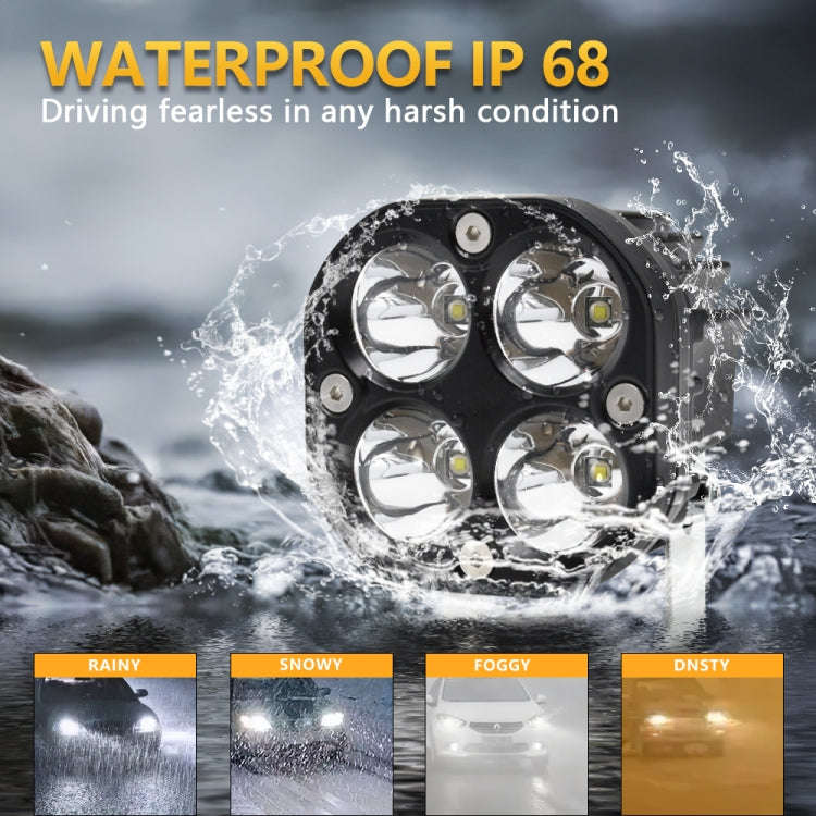 Car 3 inch 4LEDs Spotlight 20W / 2000LM / 6000K / DC9-80V, Continuous Spotlight(White Light), Con...